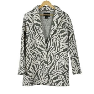 Rachel Zoe womens cream and gray zebra style jacket/ blazer Wool blend.